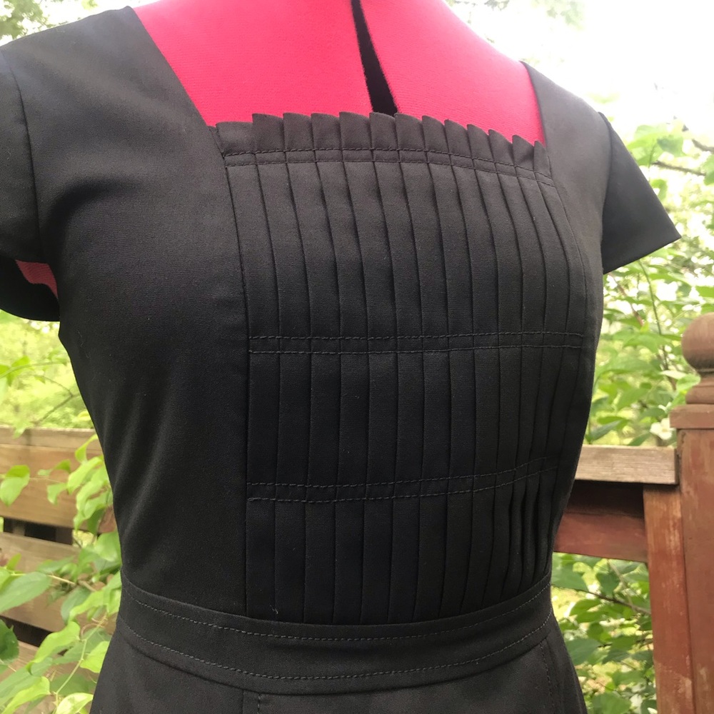 $129 Ann Taylor Black dress pintucked bodice